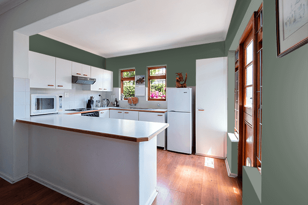 Pretty Photo frame on Ebony color kitchen interior wall color