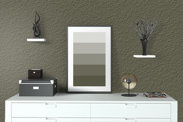 Pretty Photo frame on Olive Drab Camouflage color drawing room interior textured wall