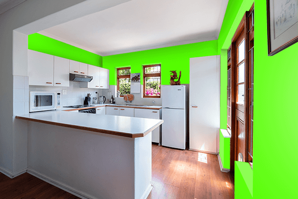 Pretty Photo frame on Chlorophyll Green color kitchen interior wall color