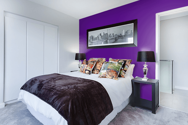 Pretty Photo frame on Metallic Violet color Bedroom interior wall color