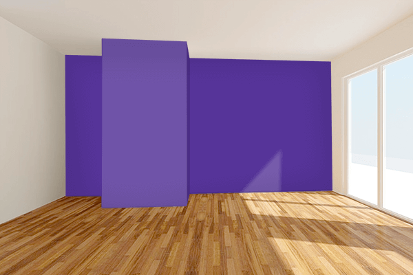 Pretty Photo frame on Blue-Magenta Violet color Living room wal color