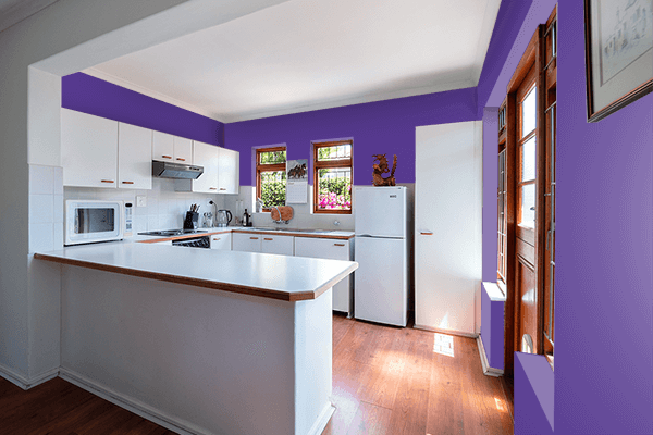 Pretty Photo frame on Blue-Magenta Violet color kitchen interior wall color