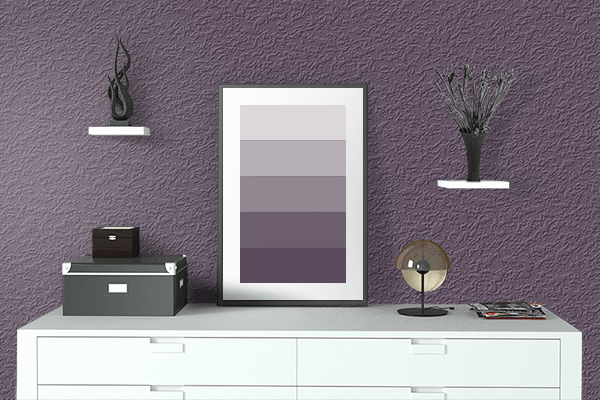 Pretty Photo frame on English Violet color drawing room interior textured wall