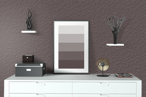 Pretty Photo frame on Purple Taupe color drawing room interior textured wall