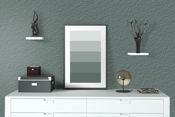 Pretty Photo frame on Cadet color drawing room interior textured wall