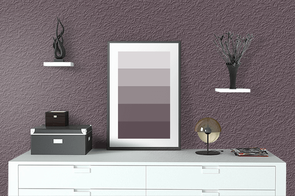 Pretty Photo frame on Eggplant color drawing room interior textured wall