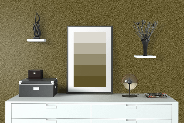 Pretty Photo frame on Pullman Brown (UPS Brown) color drawing room interior textured wall