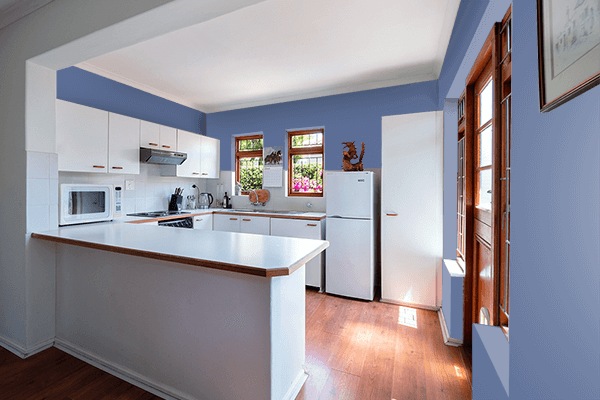 Pretty Photo frame on UCLA Blue color kitchen interior wall color