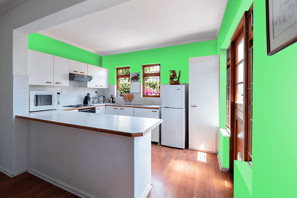 Pretty Photo frame on Very Light Malachite Green color kitchen interior wall color