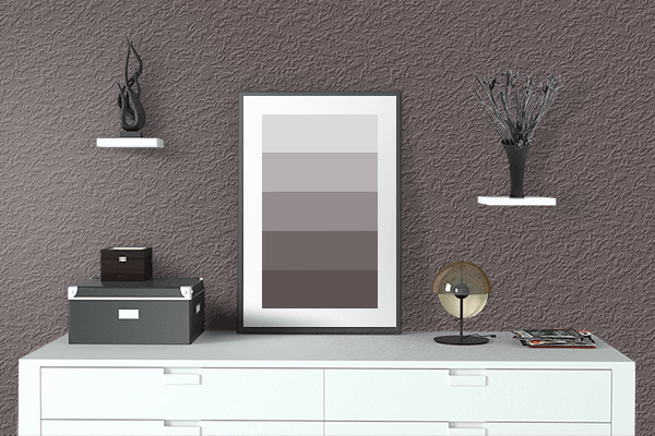 Pretty Photo frame on Umber color drawing room interior textured wall