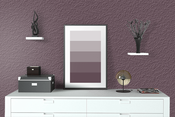Pretty Photo frame on Eggplant color drawing room interior textured wall