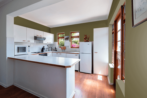 Pretty Photo frame on Coffee color kitchen interior wall color