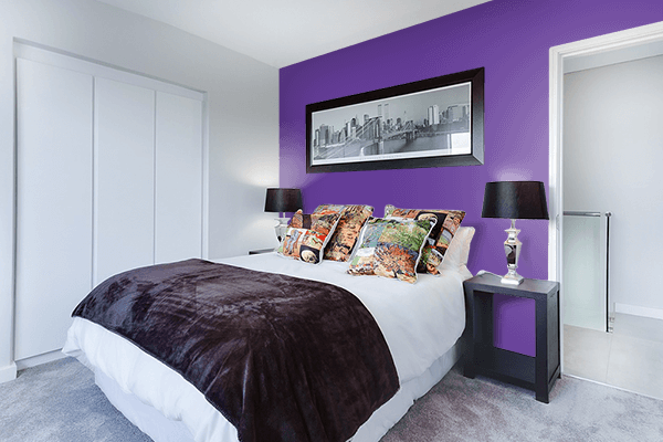 Pretty Photo frame on Rebecca Purple color Bedroom interior wall color