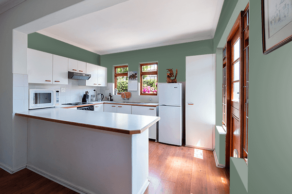 Pretty Photo frame on Dim Gray color kitchen interior wall color