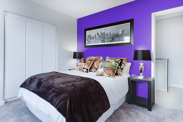 Pretty Photo frame on Iris color Bedroom interior wall color