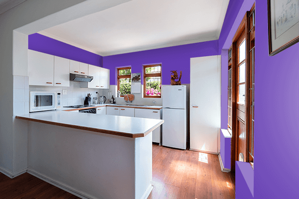 Pretty Photo frame on Plump Purple color kitchen interior wall color