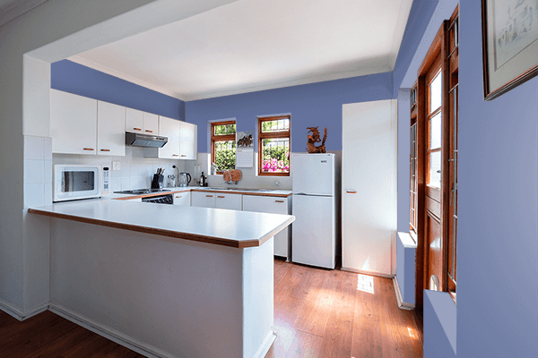 Pretty Photo frame on Dark Blue-Gray color kitchen interior wall color