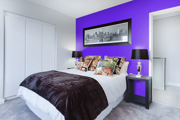 Pretty Photo frame on Han Purple color Bedroom interior wall color