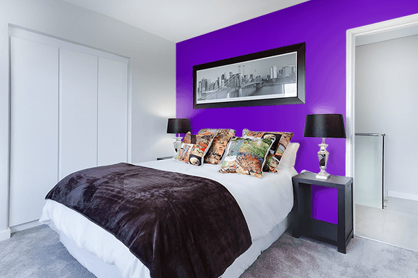 Pretty Photo frame on Violet (RYB) color Bedroom interior wall color