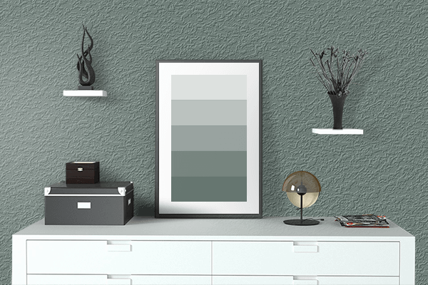Pretty Photo frame on Smoke color drawing room interior textured wall