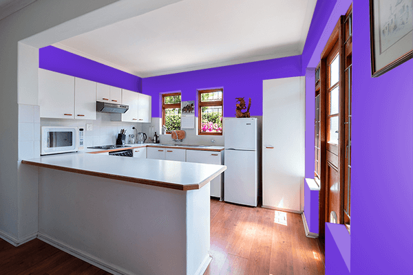 Pretty Photo frame on Majorelle Blue color kitchen interior wall color