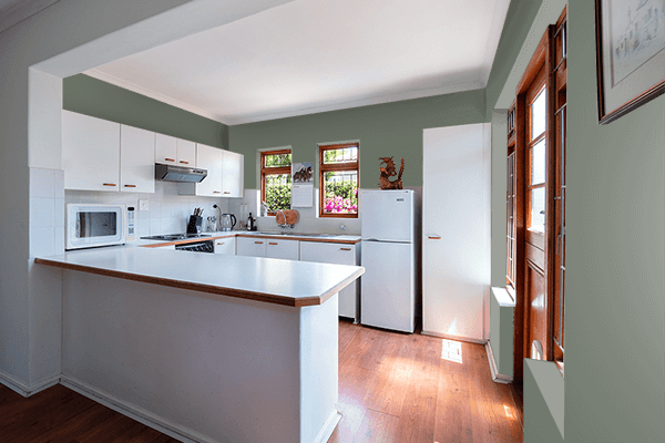 Pretty Photo frame on Dim Gray color kitchen interior wall color
