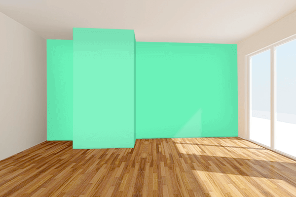 Pretty Photo frame on Medium Aquamarine color Living room wal color