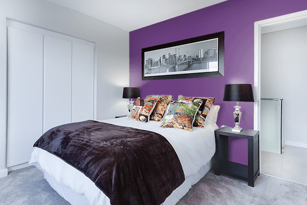 Pretty Photo frame on Maximum Purple color Bedroom interior wall color