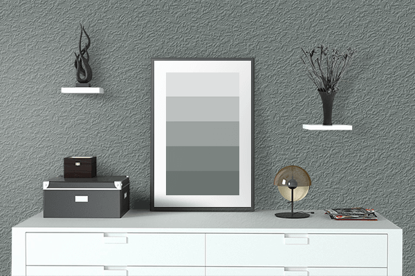 Pretty Photo frame on Nickel color drawing room interior textured wall