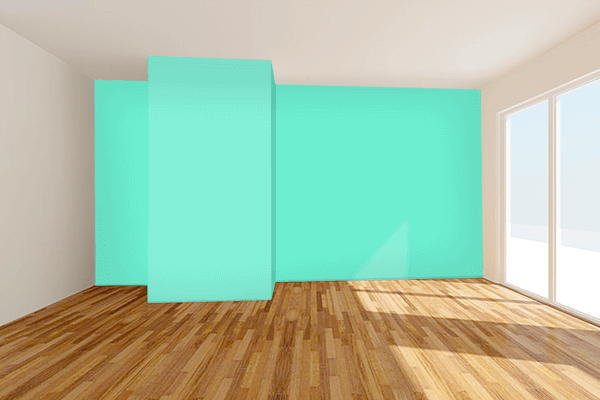 Pretty Photo frame on Aquamarine color Living room wal color