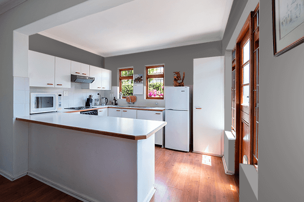 Pretty Photo frame on Dark Silver color kitchen interior wall color