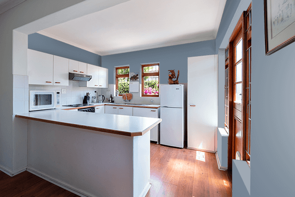 Pretty Photo frame on Slate Gray color kitchen interior wall color