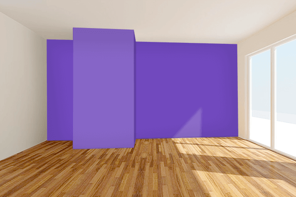 Pretty Photo frame on Royal Purple color Living room wal color