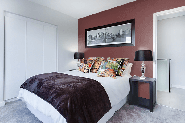 Pretty Photo frame on Deep Coffee color Bedroom interior wall color