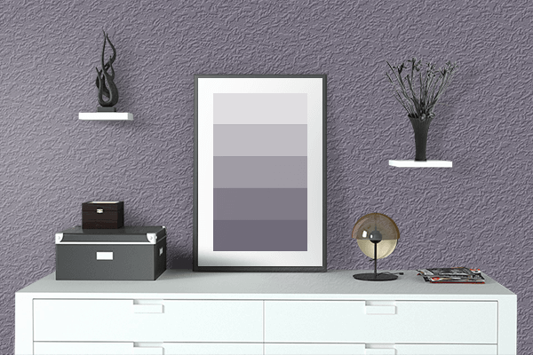 Pretty Photo frame on Old Lavender color drawing room interior textured wall