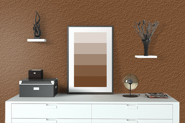 Pretty Photo frame on Sepia color drawing room interior textured wall