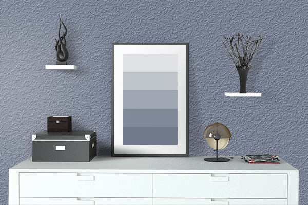 Pretty Photo frame on Light Slate Gray color drawing room interior textured wall
