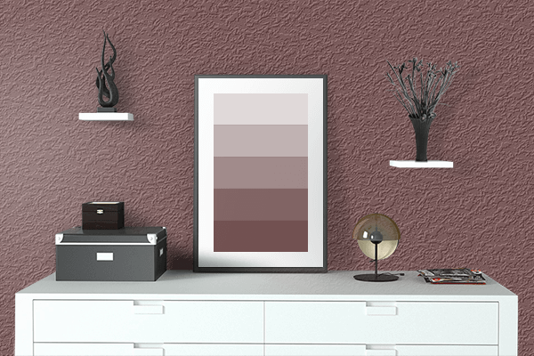 Pretty Photo frame on Tuscan Red color drawing room interior textured wall