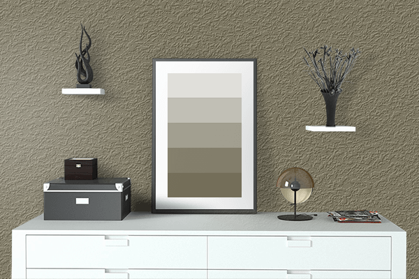 Pretty Photo frame on Pastel Brown color drawing room interior textured wall