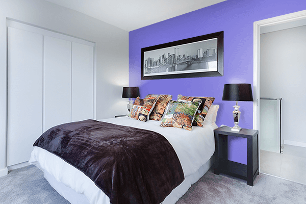 Pretty Photo frame on Violet-Blue (Crayola) color Bedroom interior wall color