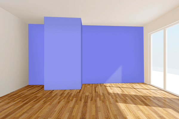 Pretty Photo frame on Medium Slate Blue color Living room wal color