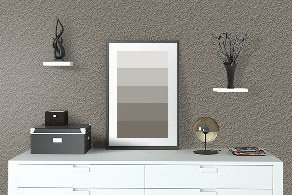 Pretty Photo frame on Dark Silver color drawing room interior textured wall