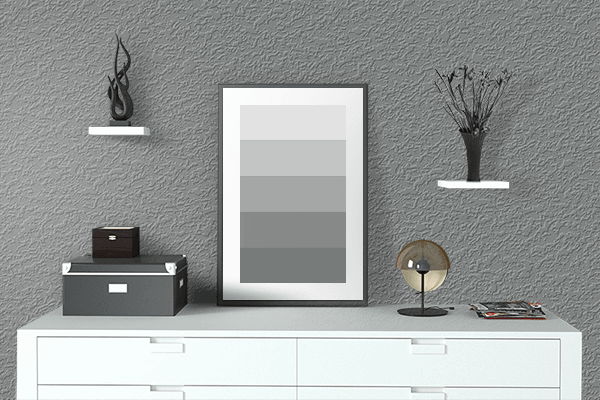 Pretty Photo frame on Gray (HTML/CSS Gray) color drawing room interior textured wall