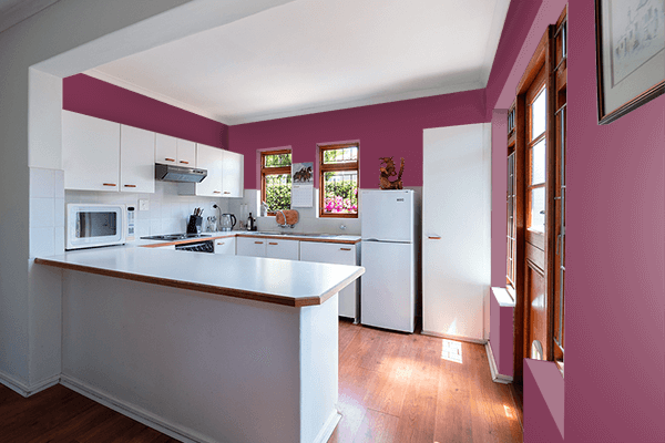 Pretty Photo frame on Deep Ruby color kitchen interior wall color