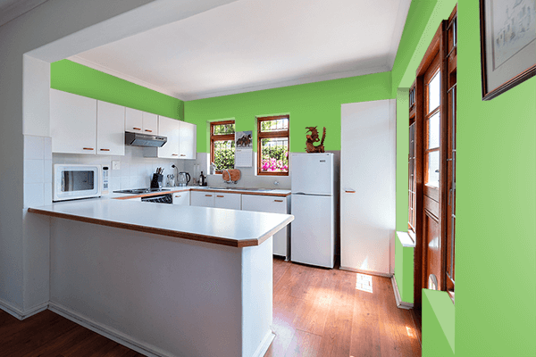 Pretty Photo frame on Bud Green color kitchen interior wall color