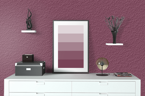 Pretty Photo frame on Deep Ruby color drawing room interior textured wall