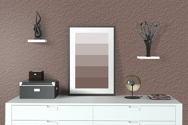 Pretty Photo frame on Pastel Brown color drawing room interior textured wall