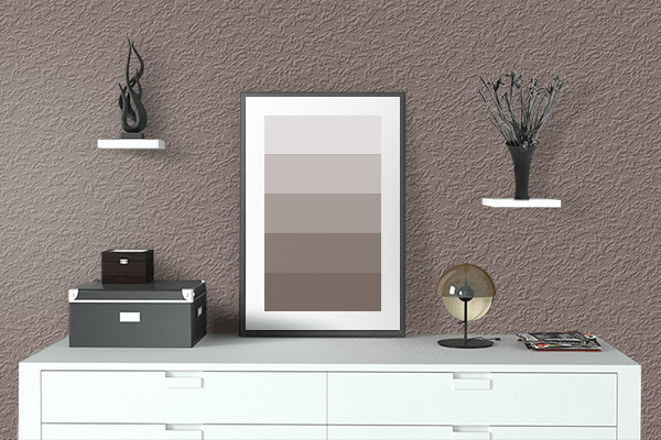 Pretty Photo frame on Deep Taupe color drawing room interior textured wall