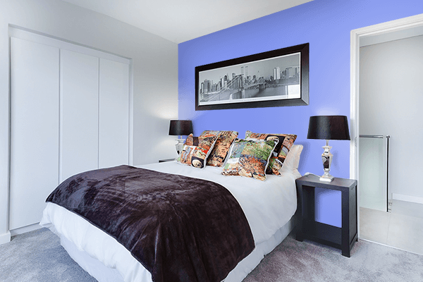 Pretty Photo frame on Vista Blue color Bedroom interior wall color