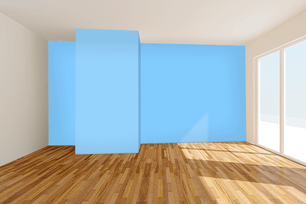 Pretty Photo frame on Light Sky Blue color Living room wal color